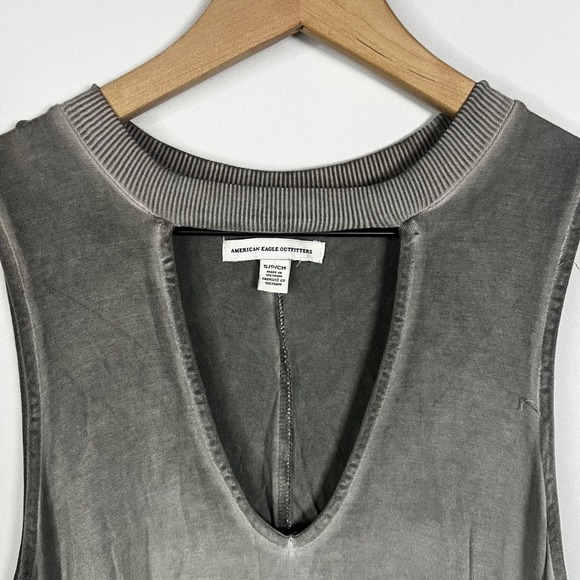 American Eagle Dress Women Small Gray Sleeveless V-Neck Swing Fit & Flare Mini - Picture 4 of 7